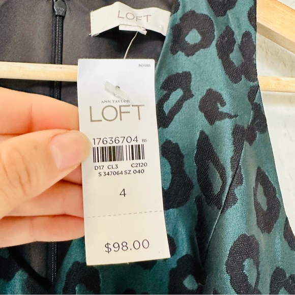 Ann Taylor Loft Green Cheetah Print Dress NWT - Picture 13 of 14